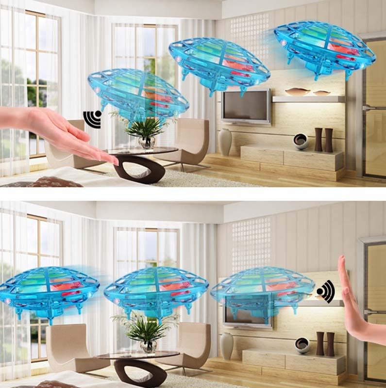 5 Induction Quadcopter Mini Drone With Colourful Lights - Red Remote-1915197835763126276