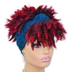 Gradient Small Curly Headscarf Wig In 3.Tja1 1Btbug Colour-1915197953430130690