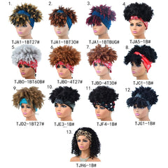 Small Curly Headscarf Wig - Gradient 1B-1915197791907483649