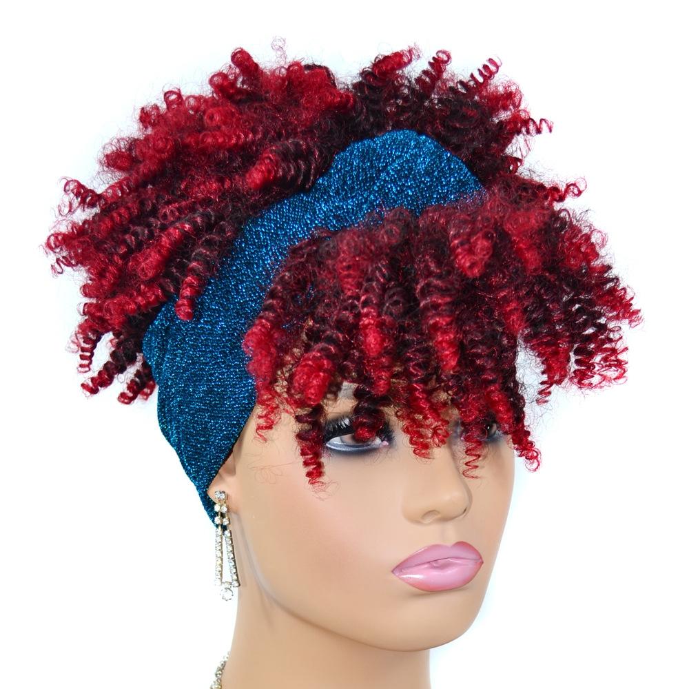 Small Curly Headscarf Wig - Gradient 1B-1915197791907483650