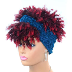 Small Curly Headscarf Wig - Gradient 1B-1915197791907483651
