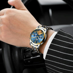 Men Multi-Function Quartz Watch - White Steel With White Surface-1922443447499886597