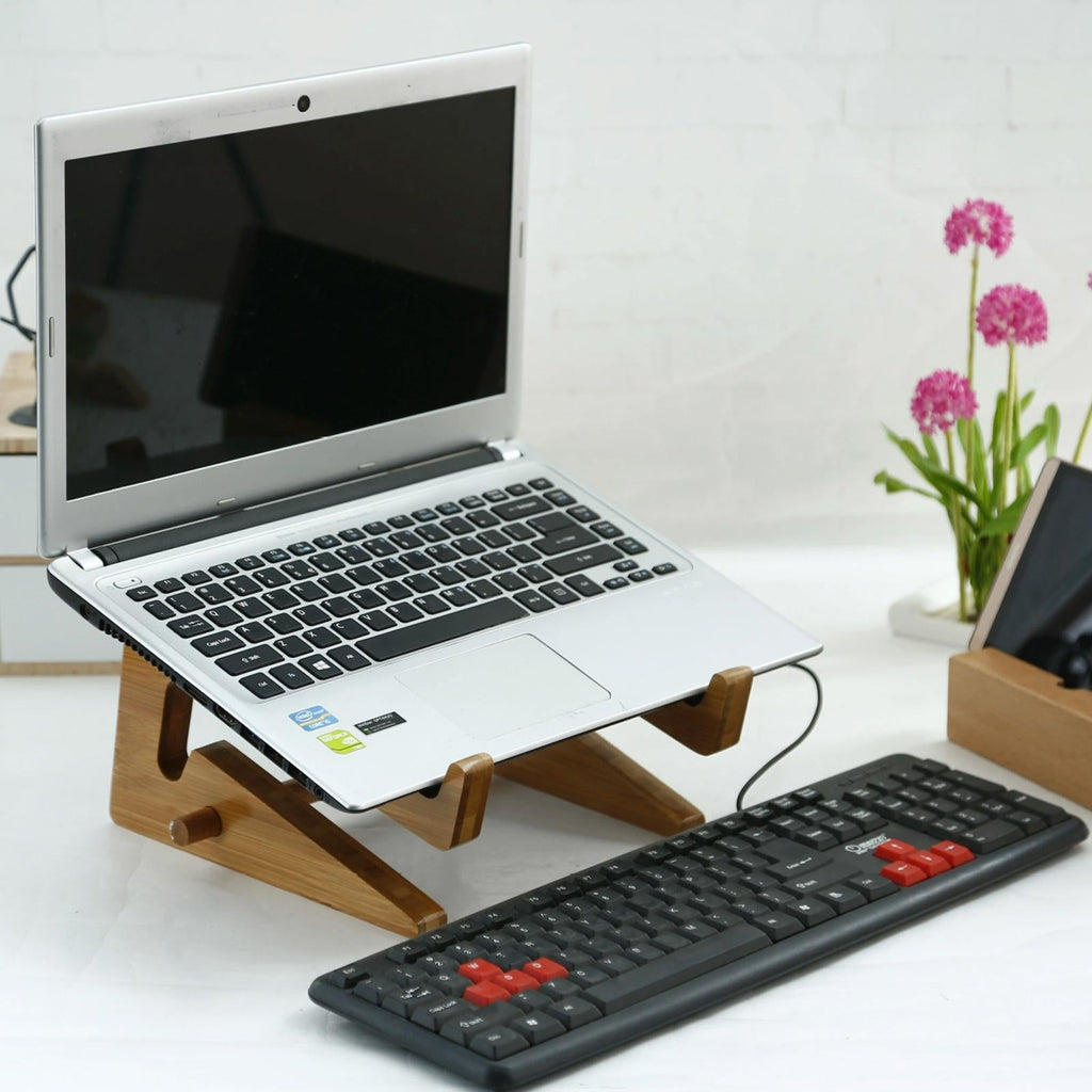 Bamboo Wood Desktop Storage Rack For Computers And Tablets-1964932316853833735