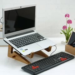 Bamboo Wood Desktop Storage Rack For Computers And Tablets-1964932316853833735