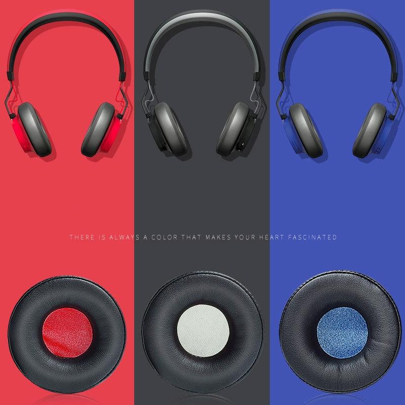 2-Pack Leather Headphone Sponge Covers For Jabra Revo Wireless - Black / Blue-1915197953287524356