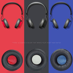 2-Pack Leather Headphone Sponge Covers For Jabra Revo Wireless - Black / Blue-1915197953287524356