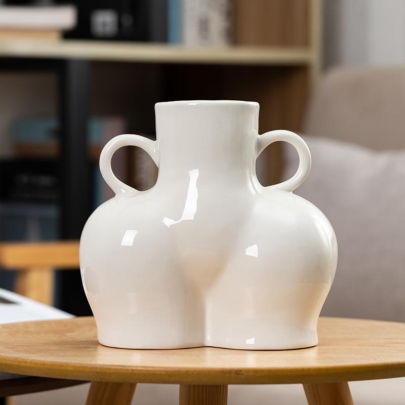 Large White Ceramic Vase For Home Decor With Dried Flower Design-1915197609455259655
