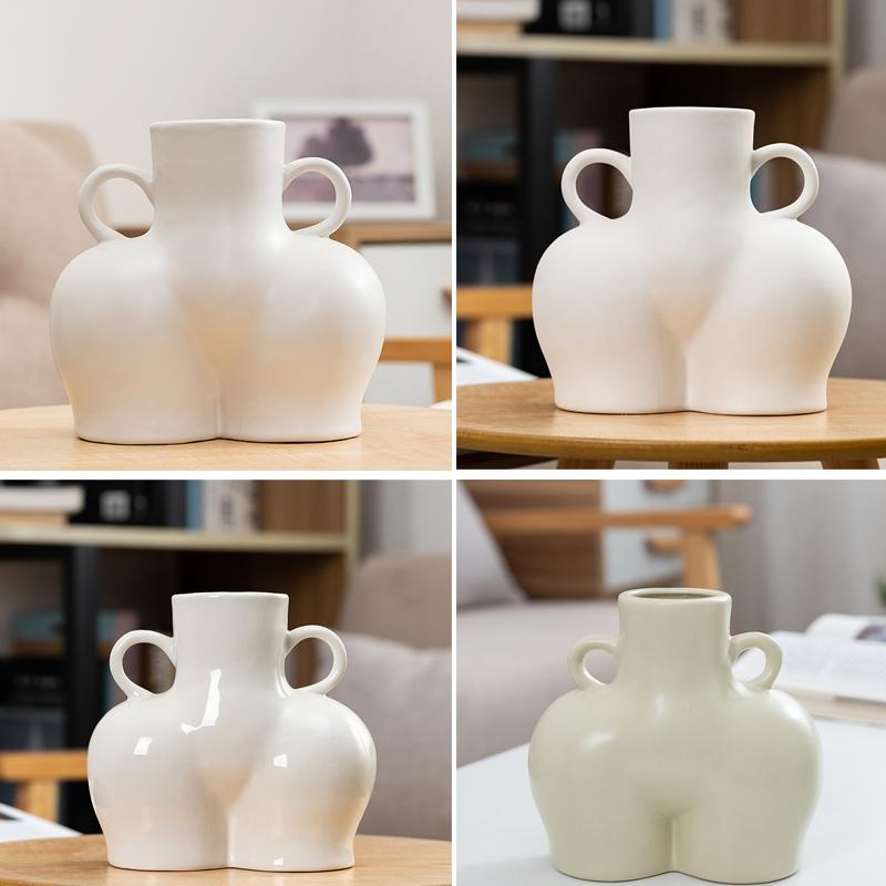 Large White Ceramic Vase For Home Decor With Dried Flower Design-1915197609455259649