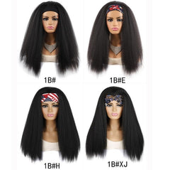 Long Floral Turban Headband With Corn Beard Wig In 1B E Colour-1915198129544761345