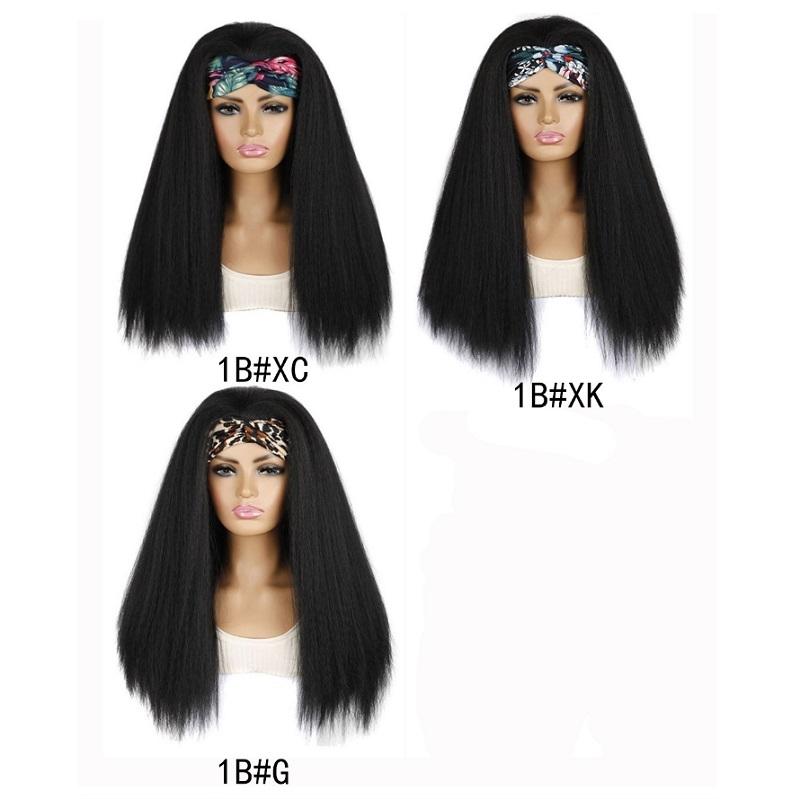 Long Hair Turban Headband With Corn Beard Wig - Black-1915197635363475457