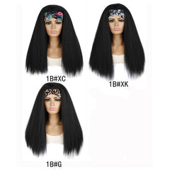 Long Hair Turban Headband With Corn Beard Wig - Black-1915197635363475457