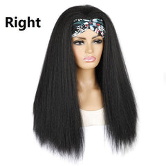 Long Hair Turban Headband With Corn Beard Wig - Black-1915197635363475458