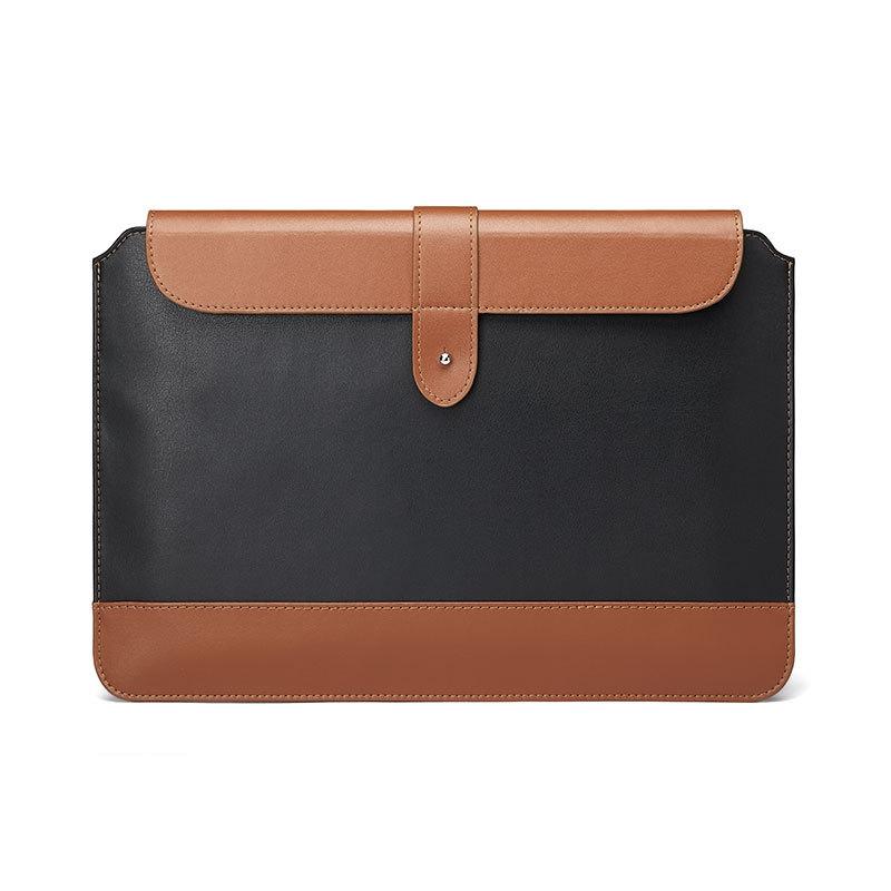 13-14 Inch Horizontal Microfiber Notebook Liner Bag In Black & Brown-1915198130878550016