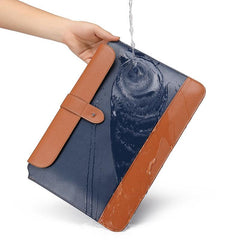 11-12 Inch Microfiber Notebook Liner Bag - Blue & Brown-1915197819514392581