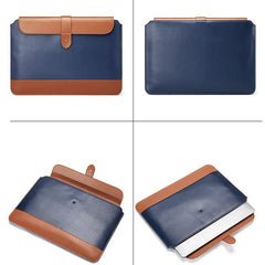 13-14 Inch Microfiber Notebook Liner Bag - Blue & Brown-1915197636453994498