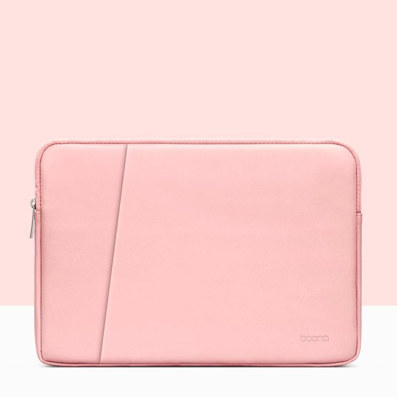 Double-Layer Leather Laptop Bag - Pink - Fits 13 / 13.3 / 14 Inch-1915197572398583808
