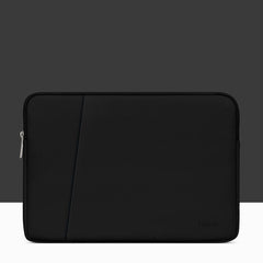 Midnight Black Leather Laptop Bag - 16 / 17 Inch Double-Layer Design-1915197923528937479