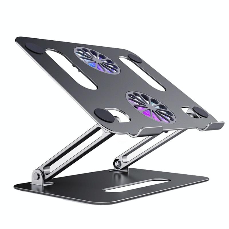 Portable Aluminum Laptop Stand With Cooling And Type C Cable - Gray-1915197790405922823
