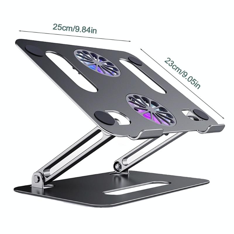 Portable Aluminum Laptop Stand With Cooling And Type C Cable - Gray-1915197790405922818