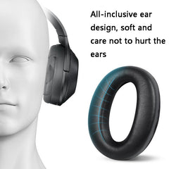 2 Leather Headset Earmuffs For Sony 1000Xm4 - Black Protein Skin No Snap-1915197992323911682