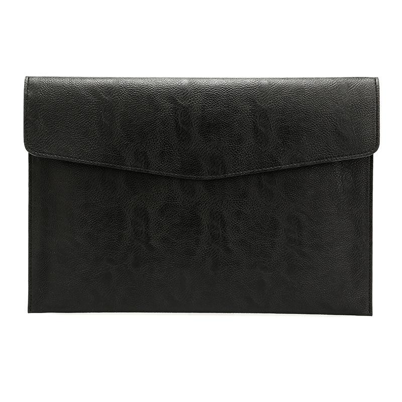 13.3 Inch Laptop Sleeve - Litchi Pattern Pu Leather - Black-1915197946689884160