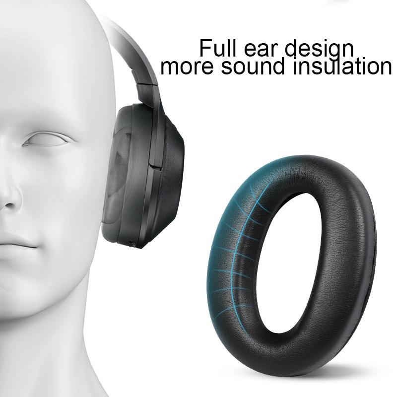 2-Pack Leather Earpads For Sony Wh-1000Xm4 - Black With Buckle-1969996466982359042