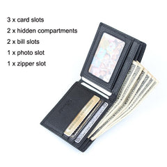 Rfid-Blocking Men Wallet With Card Holder By Baweisi - Black-1915197798484152323