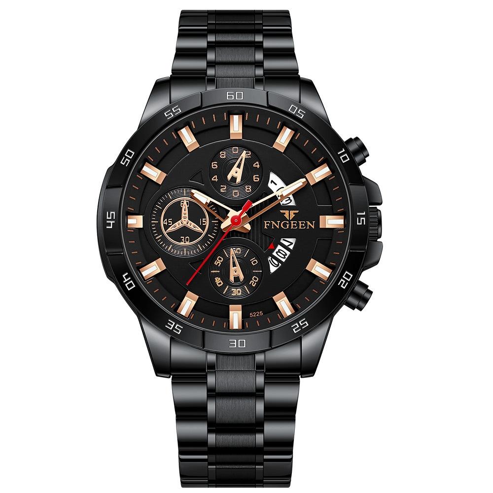 Waterproof Quartz Watch - Black Steel With Black Shell And Surface-1915197983012556800