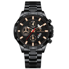 Waterproof Quartz Watch - Black Steel With Black Shell And Surface-1915197983012556807