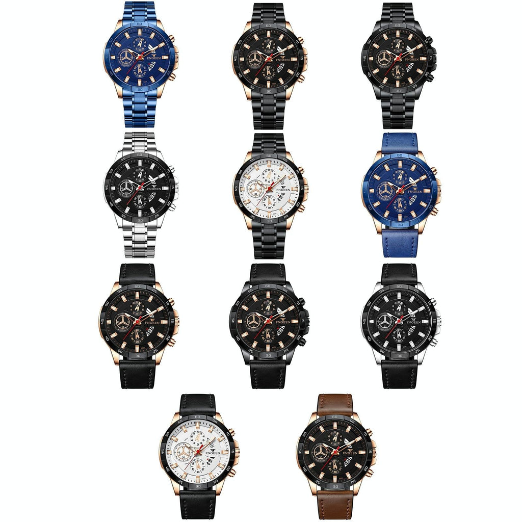 Waterproof Quartz Watch With Black Leather Strap And Rose Shell Design-1943465060064169985