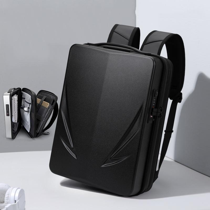 Men Gaming Backpack - Double-Layer Hard Shell - Black-1915197609878884352