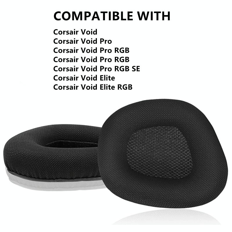 Pair Of Black Grid Earpads For Corsair Void Pro Elite-1915197970039574530