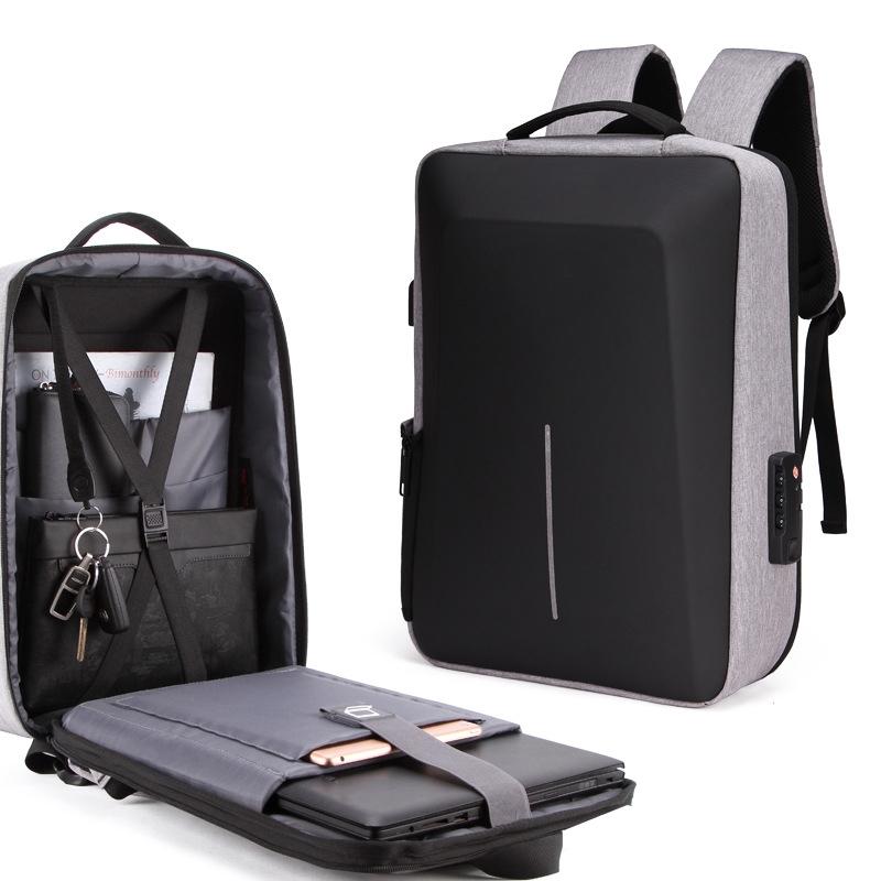 Men Anti-Theft Hard Shell Backpack With Alloy Frame - Gray-1915198122066317319
