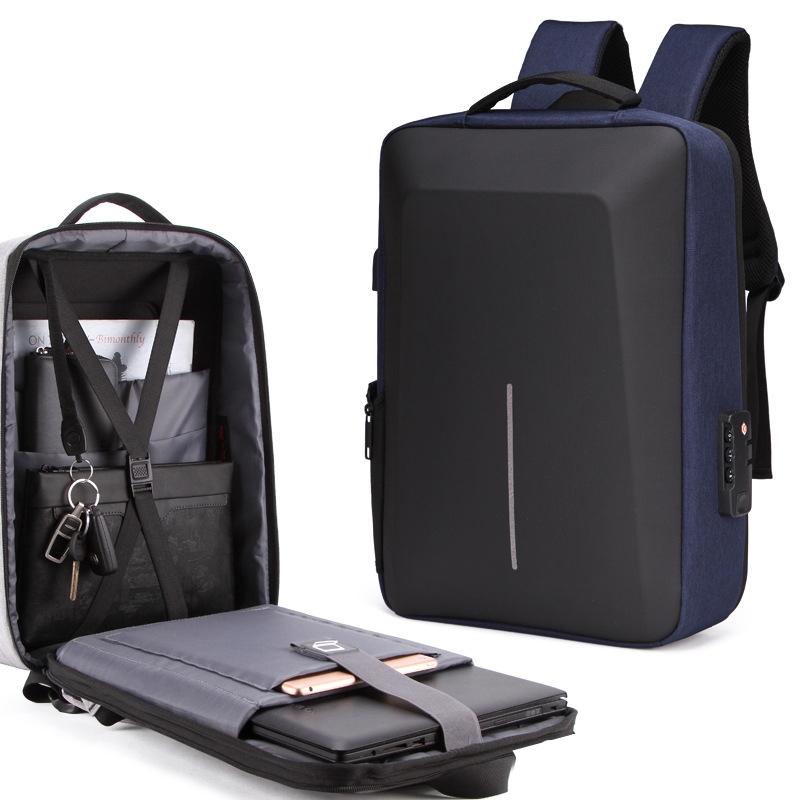 Anti-Theft Hard Shell Backpack For Men - Blue-1915197975433449472