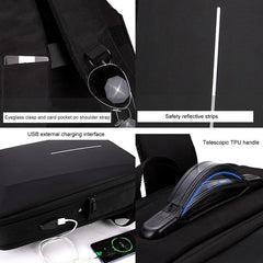Anti-Theft Hard Shell Backpack For Men - Blue-1915197975433449476