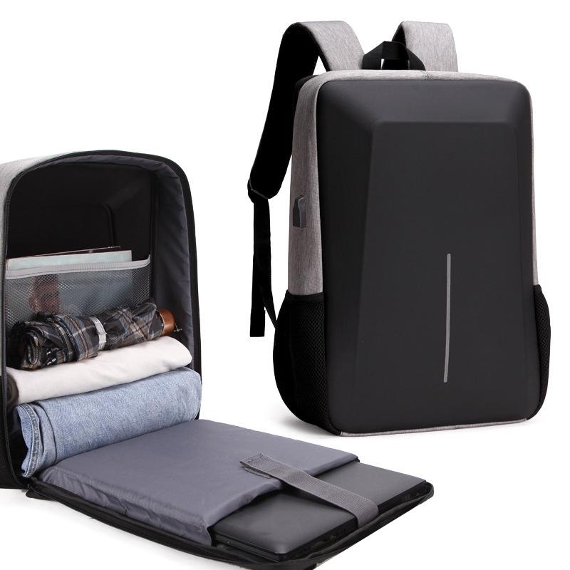 Hard Shell Backpack Alloy Frame Anti-Theft Computer Bag For Men Gray-1915198397380431872