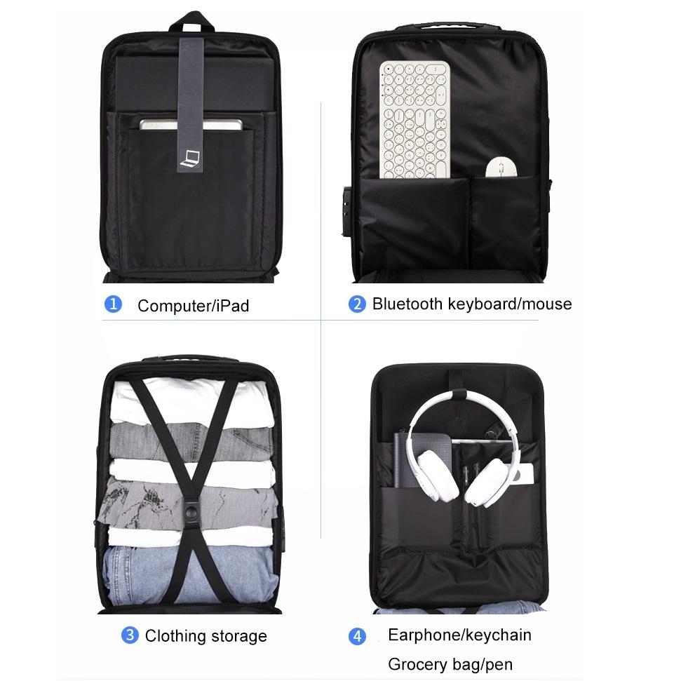 Hard Shell Backpack Alloy Frame Anti-Theft Computer Bag For Men Gray-1915198397380431877