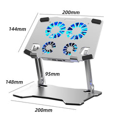 Aluminum Laptop Cooling Stand With 4 Fans-1964932361061797894