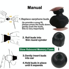 6-Pack Memory Foam Earplugs For Tws Wireless Headsets - Large-1915198275871444997