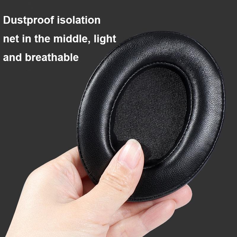 Breathable Foam Headphone Earmuffs For Sennheiser Momentum 3 - Black Lambskin 2 Pcs-1915198109546319875