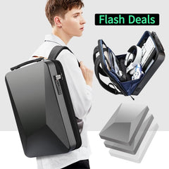 Waterproof Expandable Backpack With Usb Charging And Password Lock - Silver-1915198129985163271