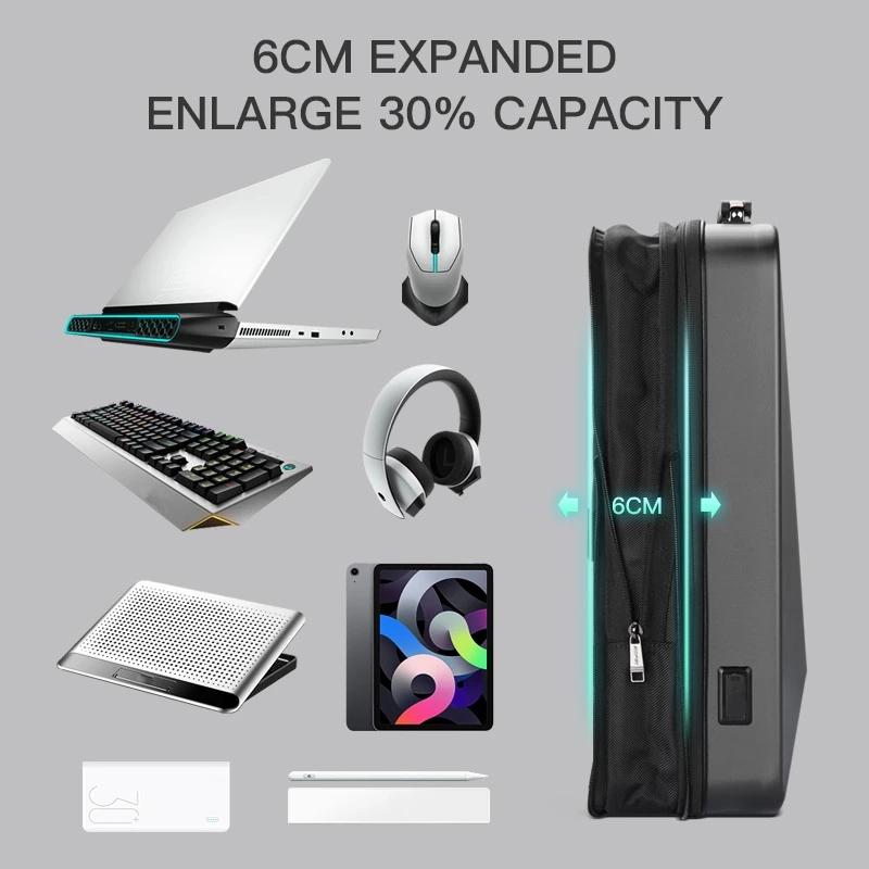 Waterproof Expandable Backpack With Usb Charging - Black Password Protected-1915197818411290627