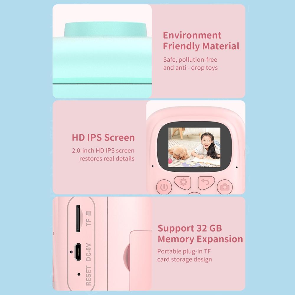 Blue Cartoon Kids Digital Camera With Rotating Lens - A18 Hd Printable-1915197842545315844