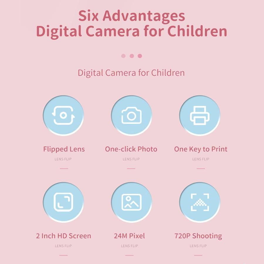 Blue Cartoon Kids Digital Camera With Rotating Lens - A18 Hd Printable-1915197842545315845