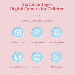Blue Cartoon Kids Digital Camera With Rotating Lens - A18 Hd Printable-1915197842545315845
