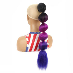 Blue Shaggy Drawstring Ponytail Wig - Long-1915197705534181376