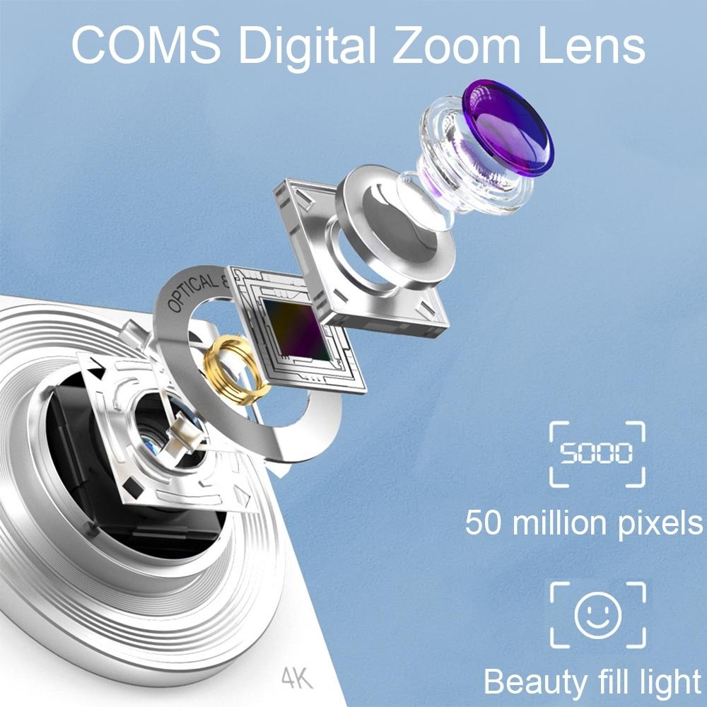 4K 8X Optical Zoom Telescopic Lens Digital Camera With Card Reader & Wiper - White-1915197796391194630