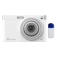 4K 8X Optical Zoom Telescopic Lens Digital Camera With Card Reader & Wiper - White-1915197796391194624