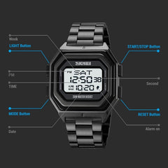 Multi-Functional Outdoor Men Watch With Electronic Timing And Steel Band-1915197951064543235