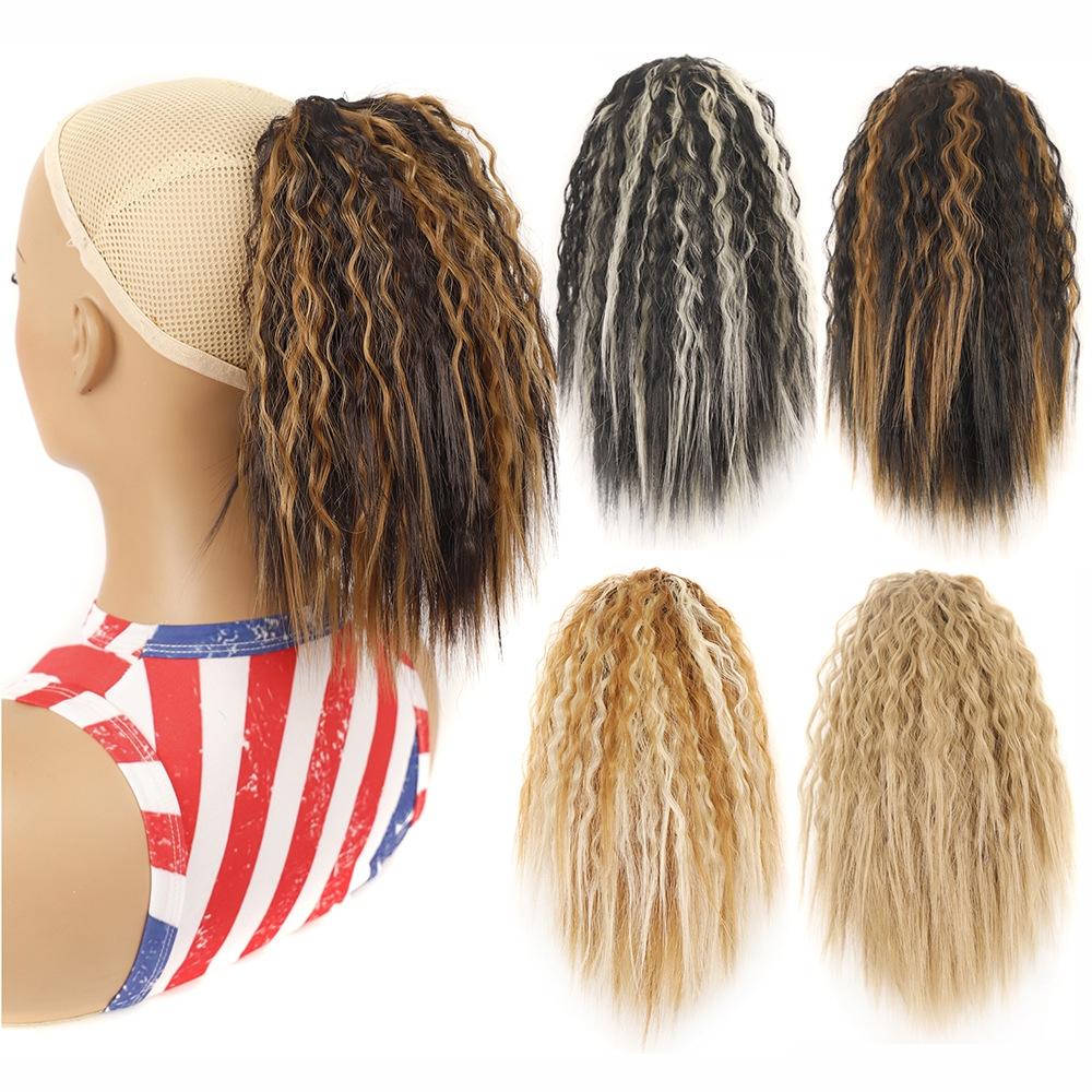 Short Fluffy Drawstring Perm Curly Ponytail Wig In 73C Colour-1915197718721073157